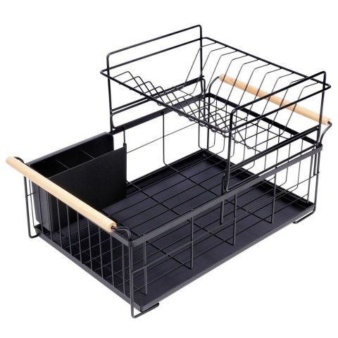 Suszarka do naczyń na naczynia stojąca czarna dwupoziomowa 48x29x28.5cm VILDE 229094