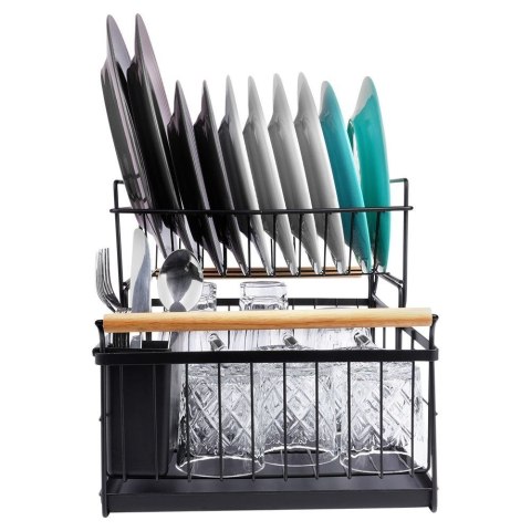 Suszarka do naczyń na naczynia stojąca czarna dwupoziomowa 48x29x28.5cm VILDE 229094