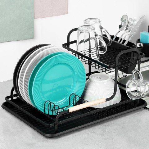 Suszarka do naczyń na naczynia stojąca czarna dwupoziomowa 48.5x32x23.5cm VILDE 229157
