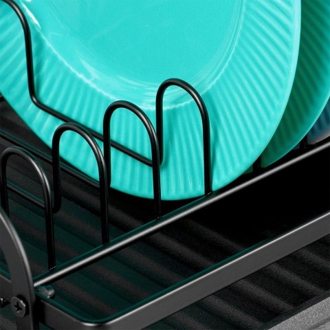 Suszarka do naczyń na naczynia stojąca czarna dwupoziomowa 48.5x32x23.5cm VILDE 229157