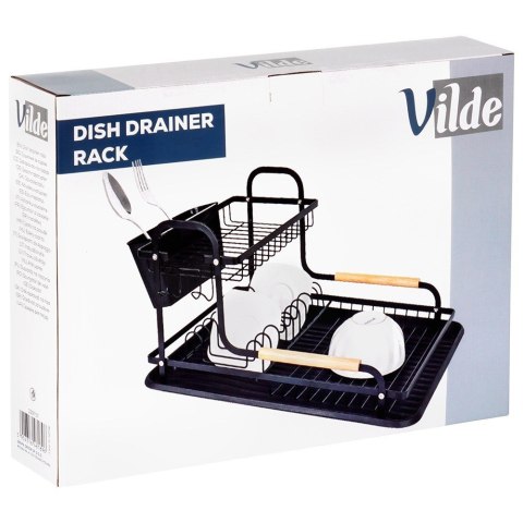 Suszarka do naczyń na naczynia stojąca czarna dwupoziomowa 48.5x32x23.5cm VILDE 229157