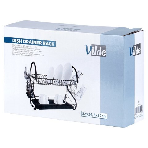 Suszarka do naczyń na naczynia stojąca czarna dwupoziomowa 52x24.5x38cm VILDE 229109