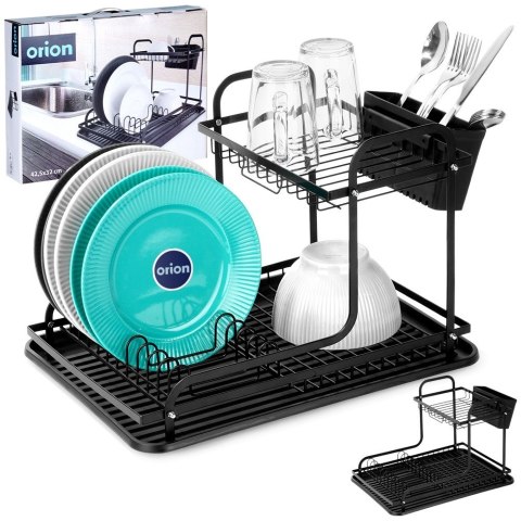 Suszarka do naczyń na naczynia stojąca czarna dwupoziomowa RADKA 42.5x32x29cm ORION 155212