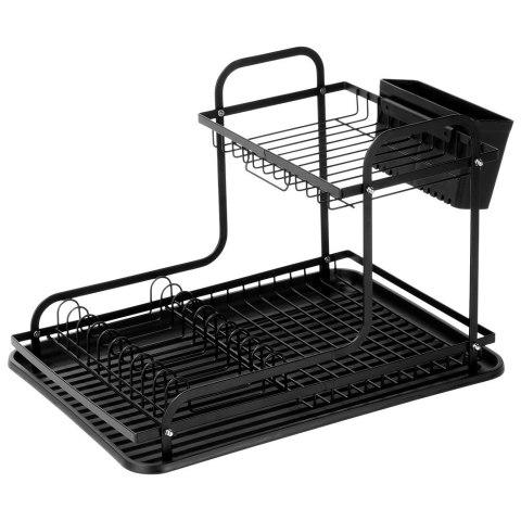 Suszarka do naczyń na naczynia stojąca czarna dwupoziomowa RADKA 42.5x32x29cm ORION 155212