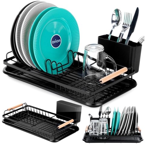 Suszarka do naczyń na naczynia stojąca metalowa czarna RADKA 43x23.5x9.5cm ORION 155211