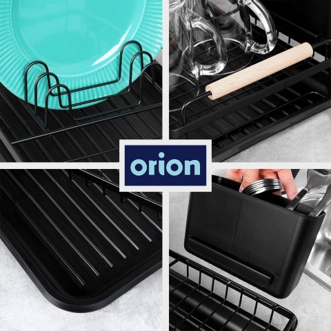 Suszarka do naczyń na naczynia stojąca metalowa czarna RADKA 43x23.5x9.5cm ORION 155211