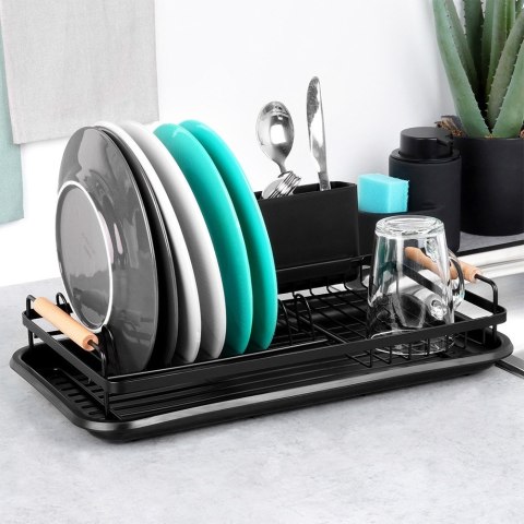 Suszarka do naczyń na naczynia stojąca metalowa czarna RADKA 43x23.5x9.5cm ORION 155211