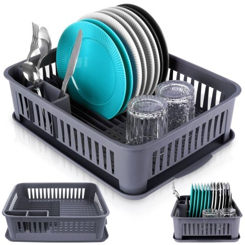 Suszarka do naczyń na naczynia stojąca plastikowa szara 43.5x32x12cm ORION 155210