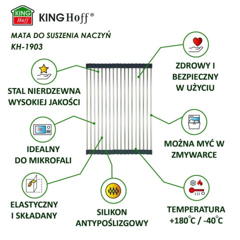 SUSZARKA OCIEKACZ KRATKA STALOWA NA ZLEWOZMYWAK 45 X 32CM KINGHOFF KH-1903