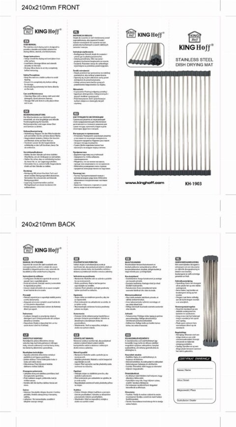 SUSZARKA OCIEKACZ KRATKA STALOWA NA ZLEWOZMYWAK 45 X 32CM KINGHOFF KH-1903