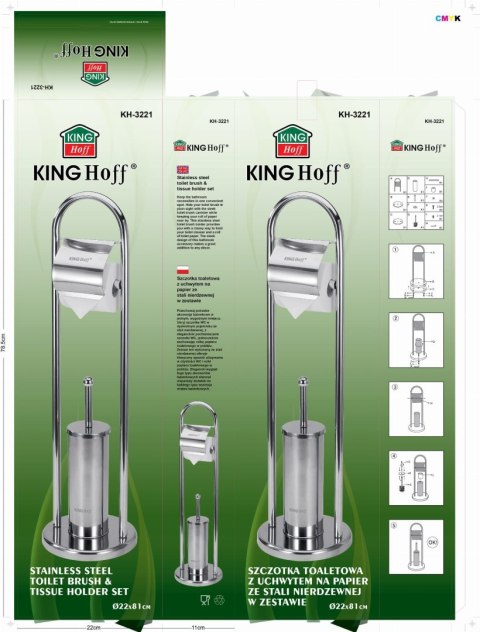 SZCZOTKA TOALETOWA DO WC Z UCHWYTEM NA PAPIER KINGHOFF KH-3221