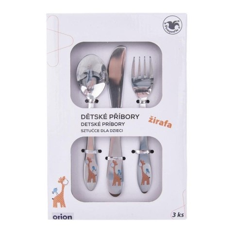 SZTUĆCE DLA DZIECI DZIECKA WIDELEC NÓŻ ŁYŻECZKA 3-ELE STALOWE ŻYRAFA ORION 143673