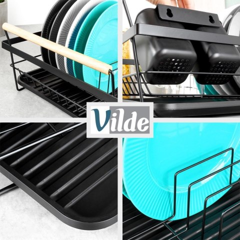 Suszarka do suszenia naczyń na naczynia stojąca czarna metalowa 45x33x18cm VILDE 229188