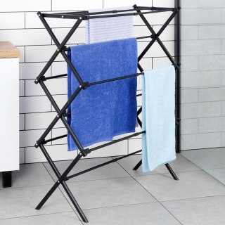 Suszarka na pranie metalowa czarna pionowa rozsuwana 47-78x94cm VILDE 568025