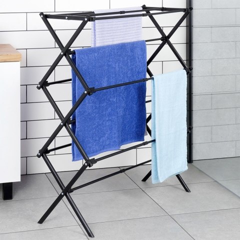 Suszarka na pranie metalowa czarna pionowa rozsuwana 47-78x94cm VILDE 568025