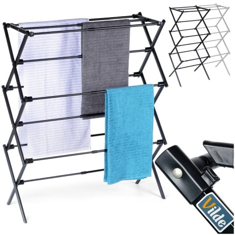Suszarka na pranie metalowa czarna pionowa rozsuwana 47-78x94cm VILDE 568025