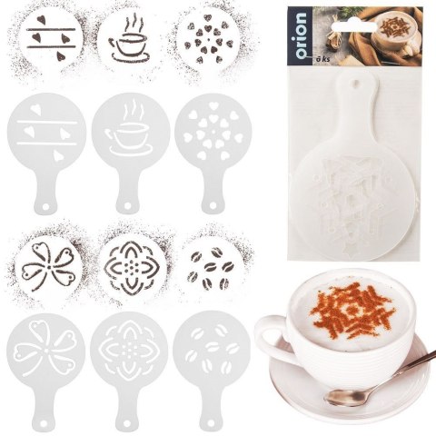 Szablony do dekoracji kawy i deserów szablon akcesoria zestaw 6-ele ORION 153032