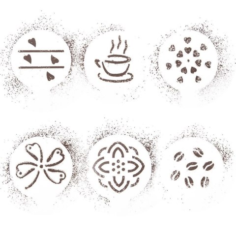 Szablony do dekoracji kawy i deserów szablon akcesoria zestaw 6-ele ORION 153032