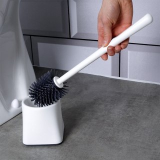 Szczotka do czyszczenia WC toalety ubikacji silikonowa ze stojakiem biała ORION 540660
