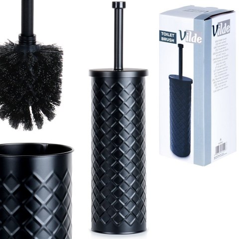 Szczotka do czyszczenia WC toalety z pojemnikiem stojakiem metalowa czarna VILDE 569962