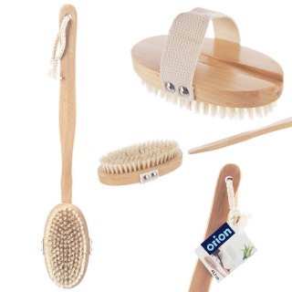 Szczotka do masażu drewniana 2w1 na sucho i do kąpieli 42cm ORION 710494