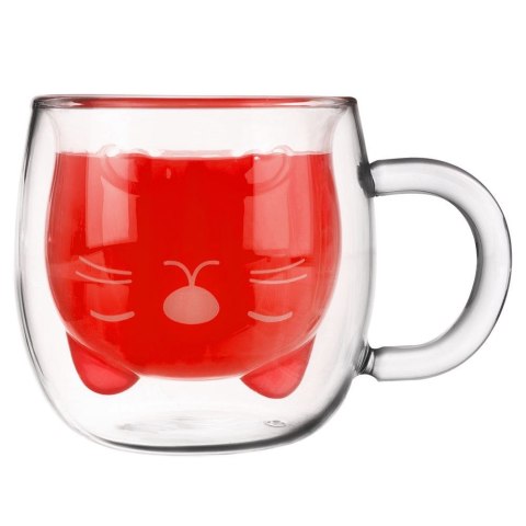 Szklanka termiczna z podwójną ścianką do kawy kotek DOUBLE 270ml ORION 128880