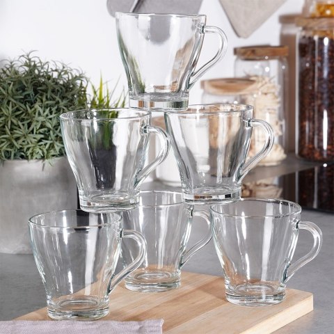 Szklanki do kawy herbaty z uchem 250ml 6 szt zestaw szklanek komplet VILDE 139613