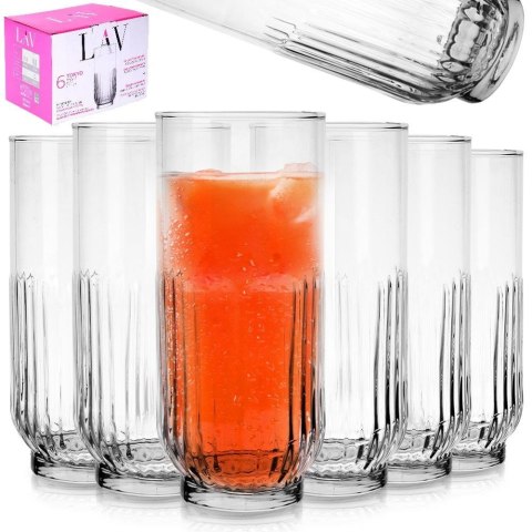 Szklanki do napojów drinków wysokie 380ml 6 sztuk zestaw szklanek ORION 145106