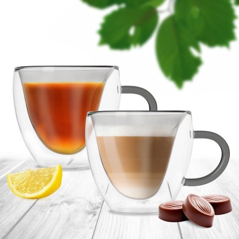 Szklanki termiczne z podwójną ścianką do kawy i herbaty 280ml 2-ele ORION 129491