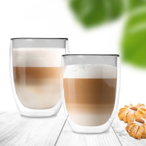 Szklanki termiczne z podwójną ścianką do kawy latte 370ml 2 sztuki ORION 124378