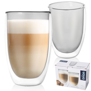Szklanki termiczne z podwójną ścianką do kawy latte 460ml 2 sztuki ORION 124379