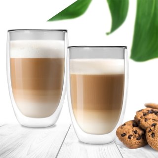 Szklanki termiczne z podwójną ścianką do kawy latte 460ml 2 sztuki ORION 124379