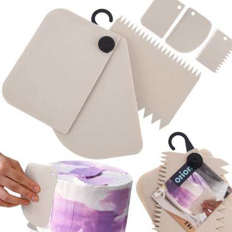 Szpatuła cukiernicza kuchenna nóż łopatka gładka ząbkowana 3-ele ORION 142843