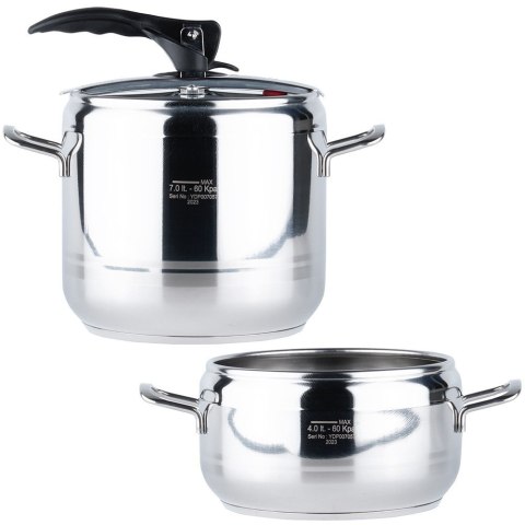 Szybkowar garnek ciśnieniowy na gaz zestaw szybkowarów 4 + 7L PROFI ORION 111740