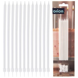 Świeczki z wosku do tortu na tort białe długie 14.5cm zestaw 12 sztuk ORION 822261