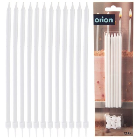 Świeczki z wosku do tortu na tort białe długie 14.5cm zestaw 12 sztuk ORION 822261