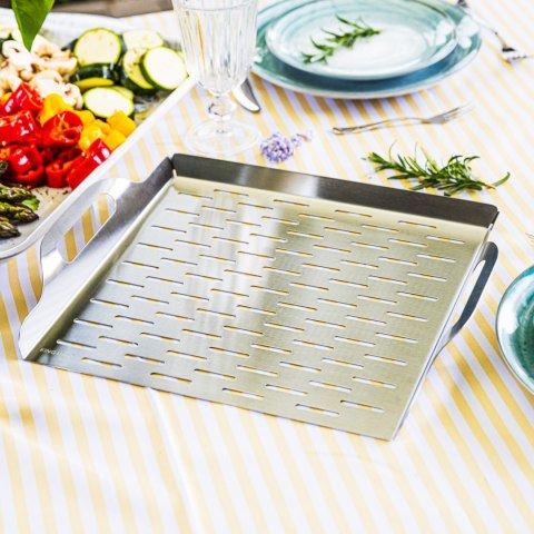 TACKA DO GRILLOWANIA, GŁĘBOKA, 37X31X4.6CM, STAL NIERDZEWNA, KINGHOFF KH-1917