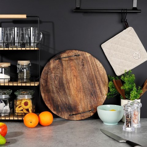 Taca do serwowania przekąsek drewniana z uchwytami duża 39cm VILDE 259026