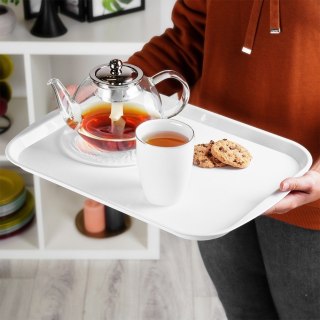 Taca do serwowania przekąsek potraw plastikowa biała 43.5x31.5cm ORION 153814