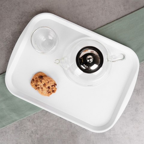 Taca do serwowania przekąsek potraw plastikowa biała 43.5x31.5cm ORION 153814