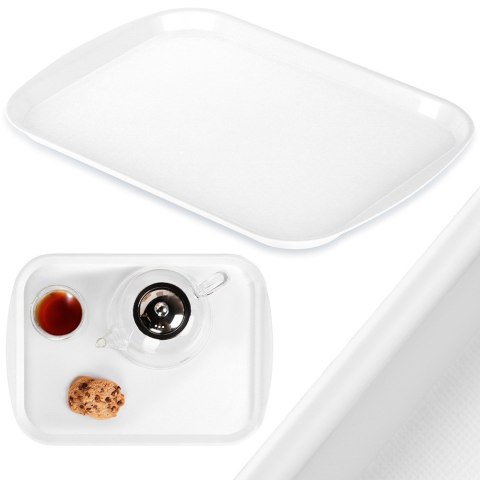 Taca do serwowania przekąsek potraw plastikowa biała 43.5x31.5cm ORION 153814