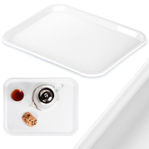 Taca do serwowania przekąsek potraw plastikowa biała 45.5x35.5cm ORION 153816