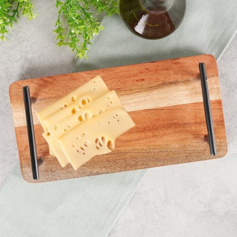Taca drewniana do serwowania przekąsek z uchwytami 30x15.5cm VILDE 139741