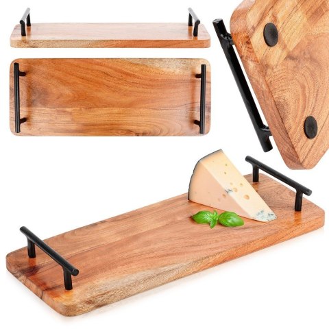 Taca drewniana do serwowania przekąsek z uchwytami 40x15.5cm VILDE 139742