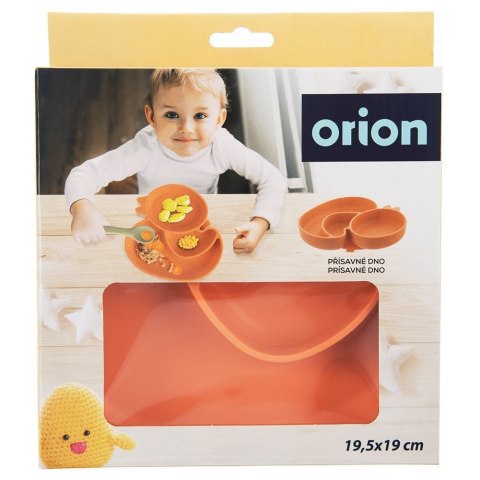 Talerz dla dziecka dzieci silikonowy dzielony pomarańczowa kaczka 19.5x19cm ORION 129569