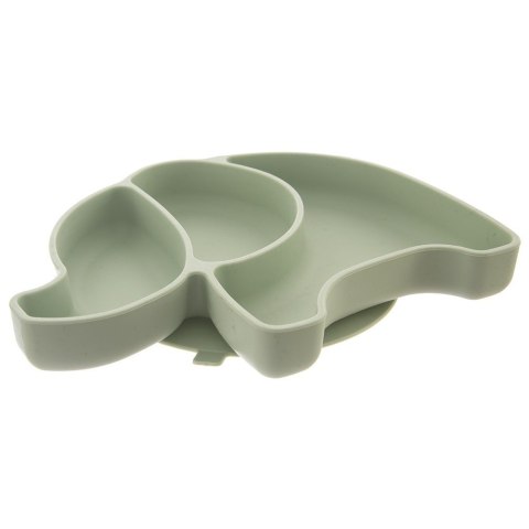Talerz dla dziecka dzieci silikonowy dzielony zielony słonik 23.5x19x3.5cm ORION 129572