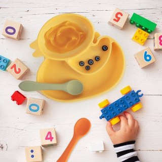 Talerz dla dziecka dzieci silikonowy dzielony żółta kaczka 19.5x19cm ORION 129570