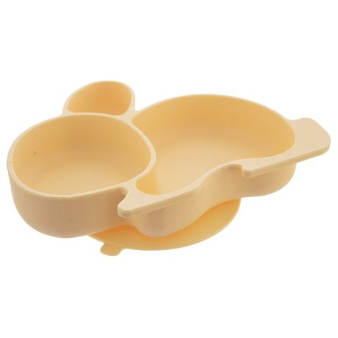 Talerz dla dziecka dzieci silikonowy dzielony żółty zajączek 23x18.5x3.5cm ORION 129574