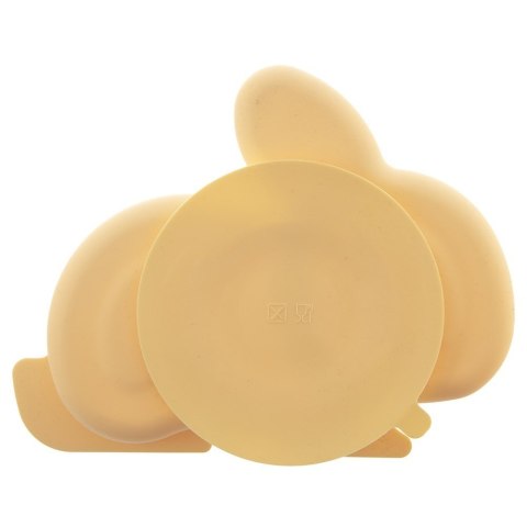 Talerz dla dziecka dzieci silikonowy dzielony żółty zajączek 23x18.5x3.5cm ORION 129574