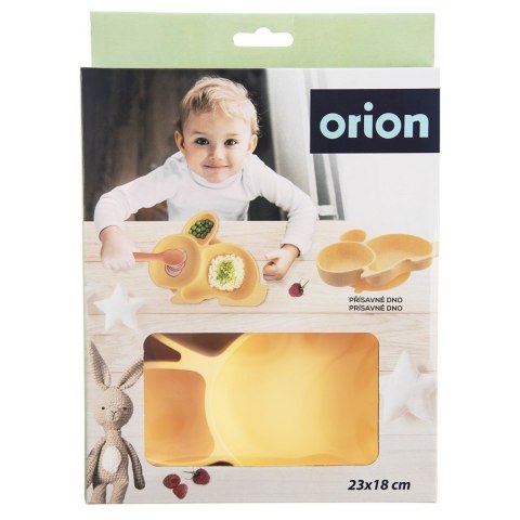 Talerz dla dziecka dzieci silikonowy dzielony żółty zajączek 23x18.5x3.5cm ORION 129574
